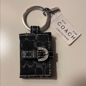 Coach Black and Silver Keychain with Buckle Detail